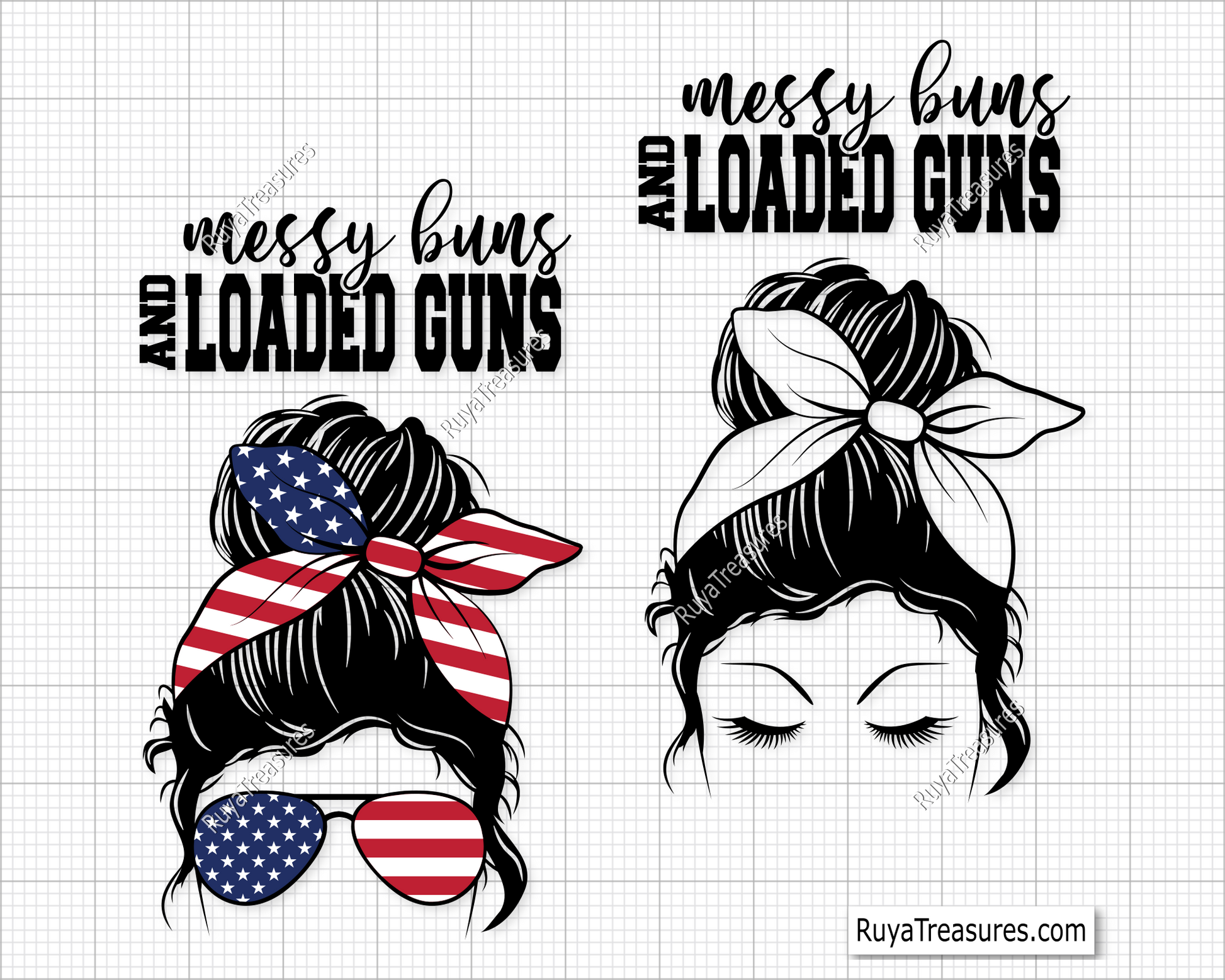 Messy Bun and Loaded Guns svg