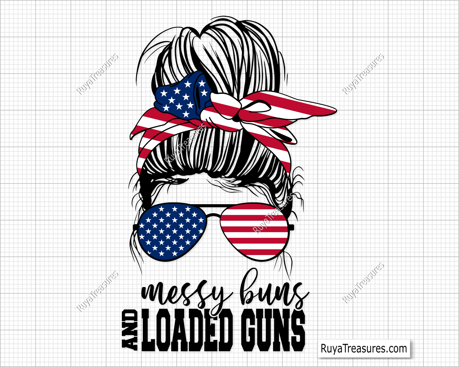 messy bun loaded guns svg
