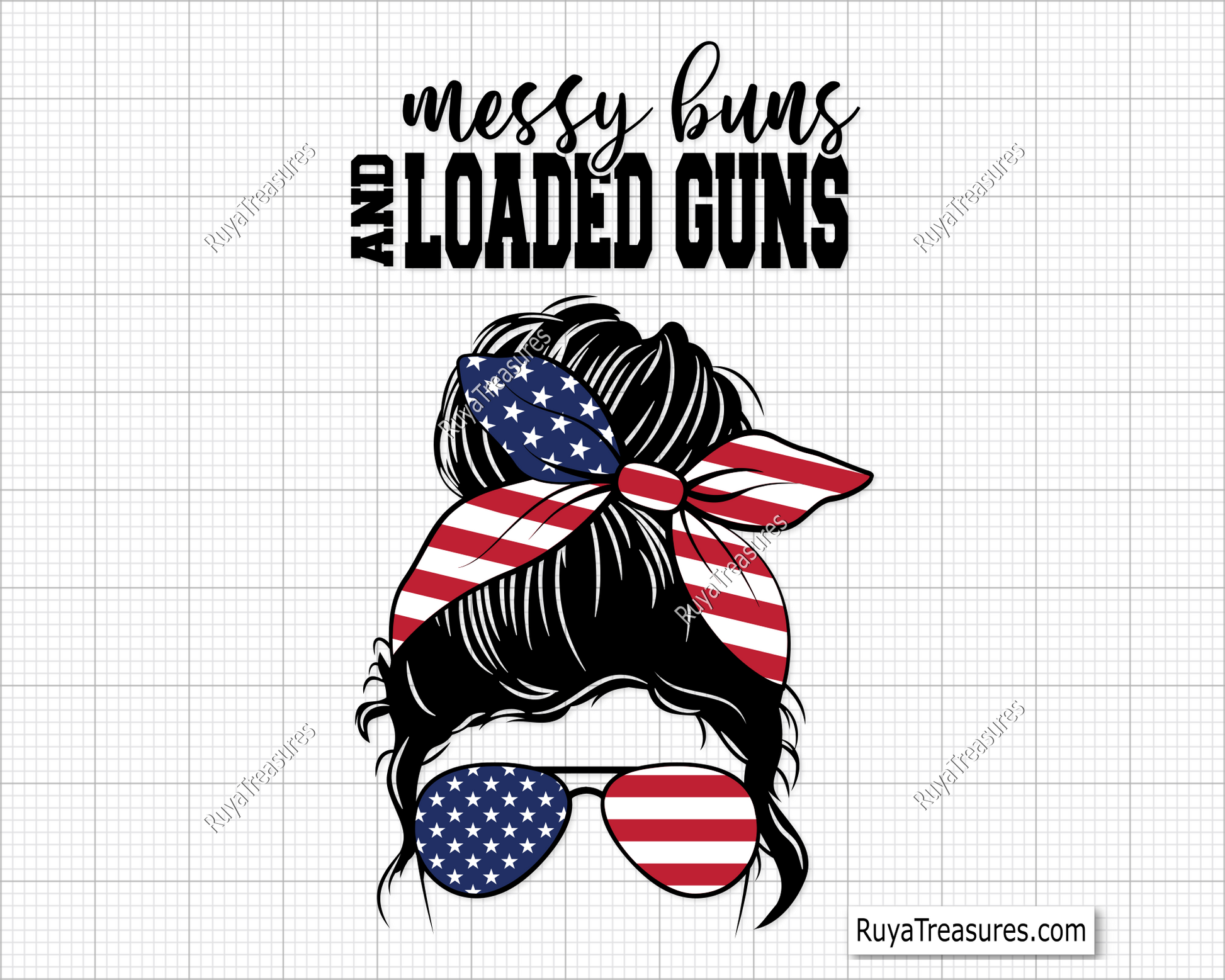 Messy Bun and Loaded Guns svg