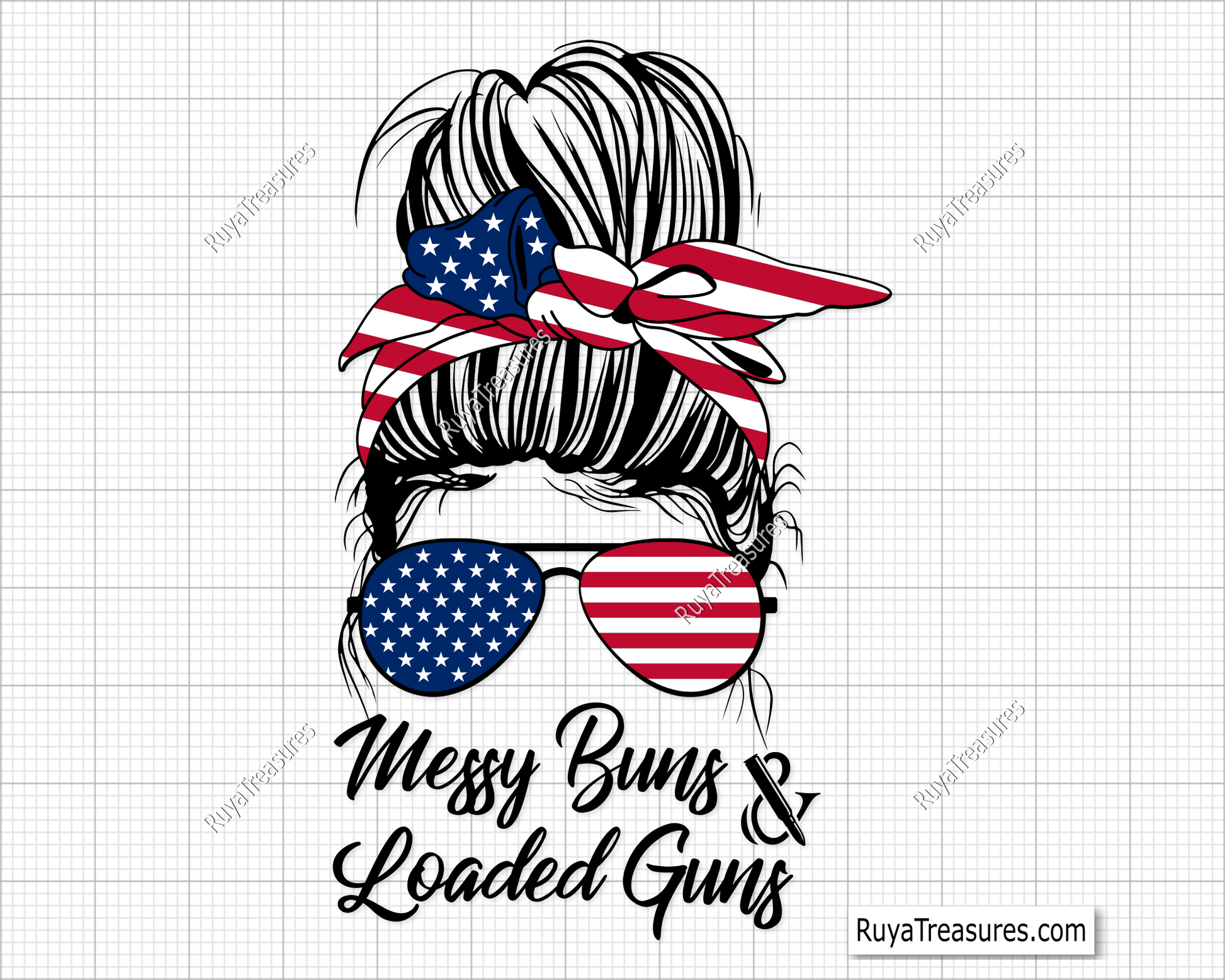 messy bun loaded guns svg