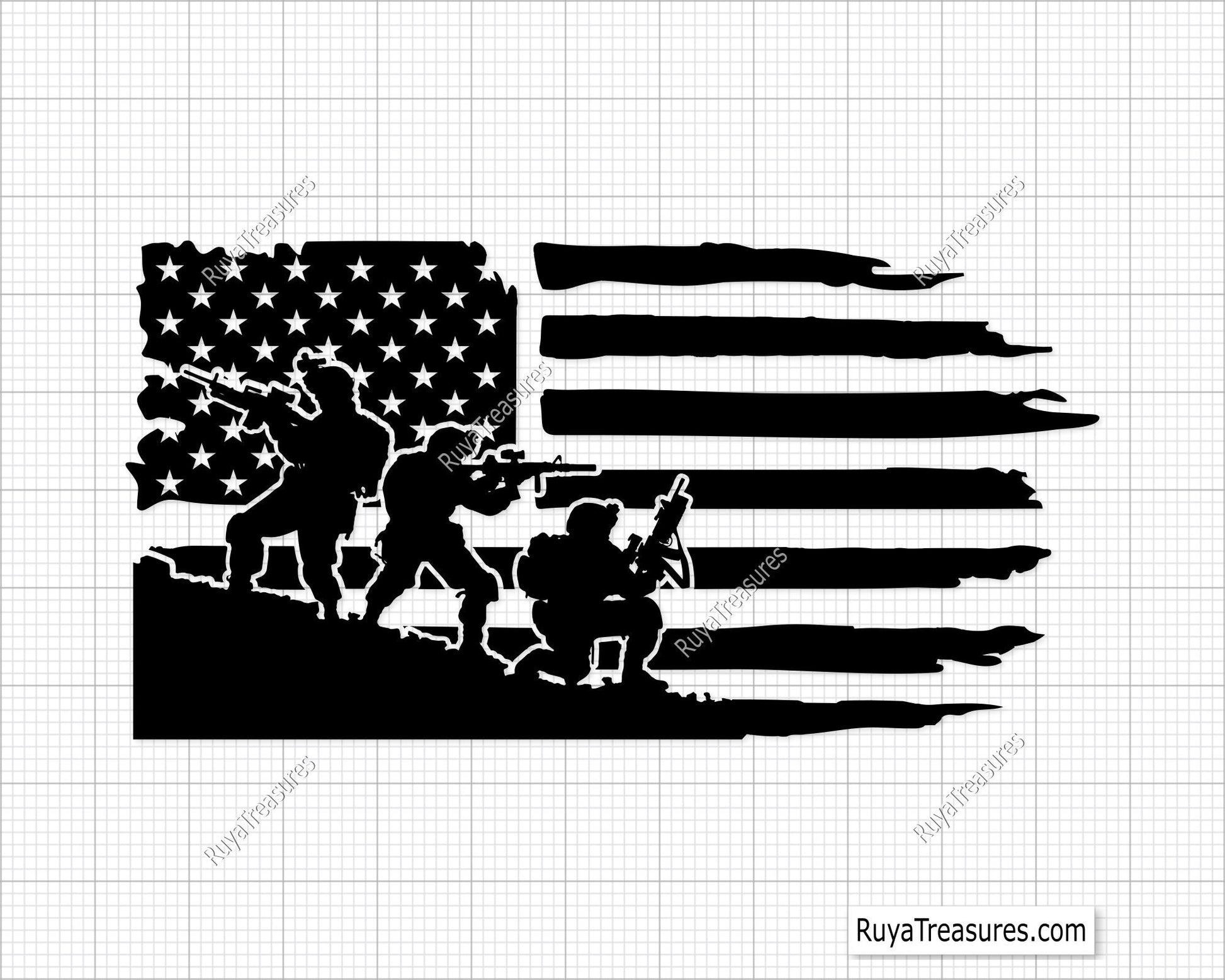 American Flag Distressed With Frontliners Svg