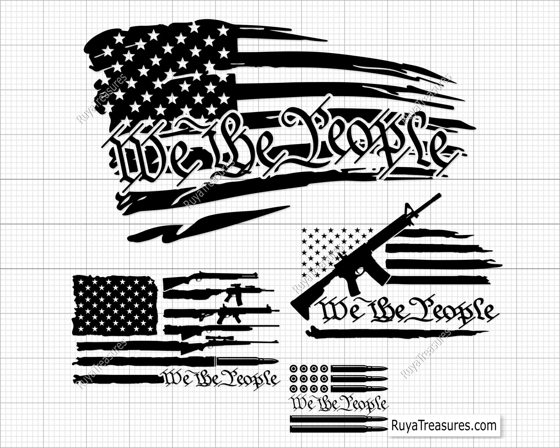 American Gun Rifle Flag Svg