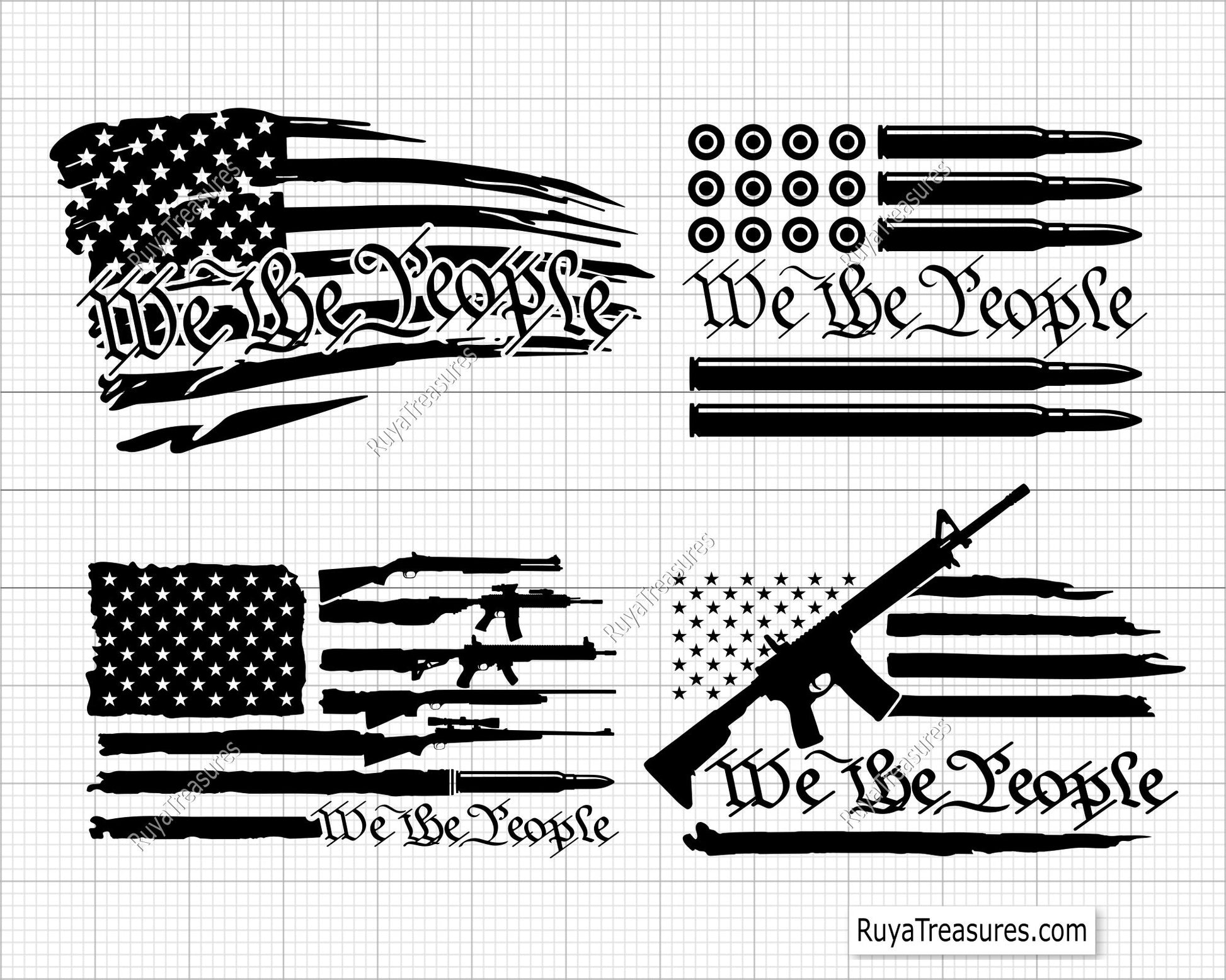 American Gun Rifle Flag Svg