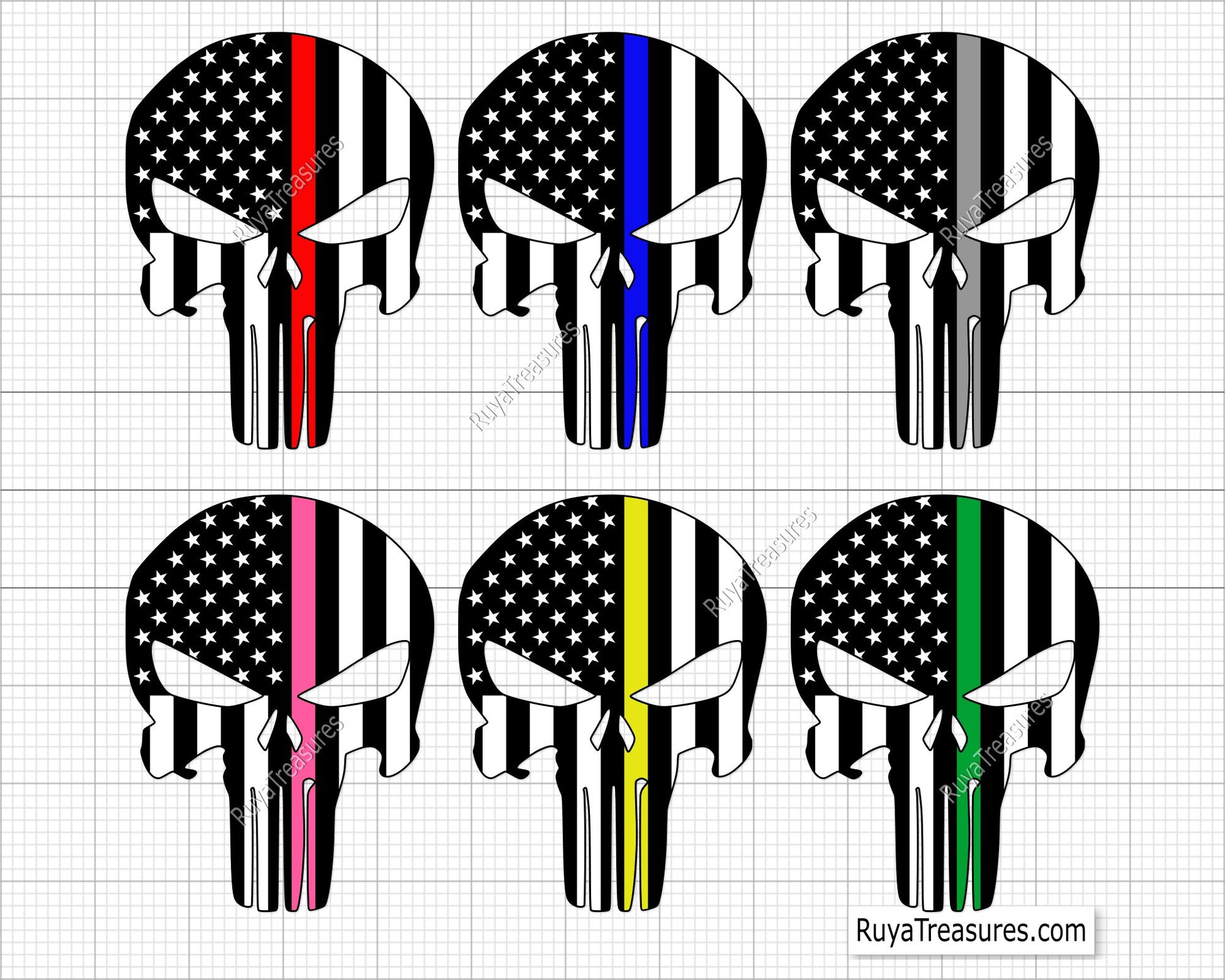 American Punisher Thin Line Svg