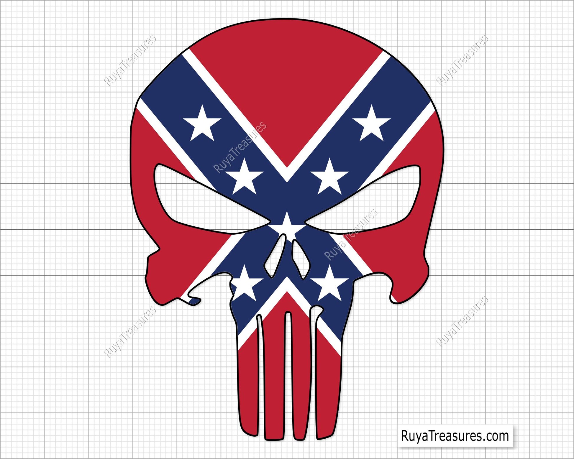 Confederate Punisher Skull Svg