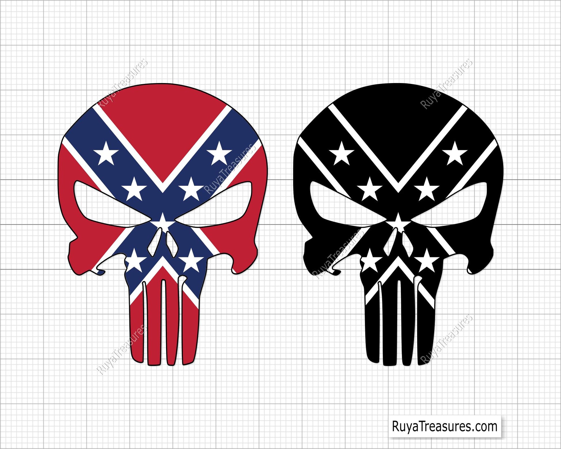 Confederate Punisher Skull Svg