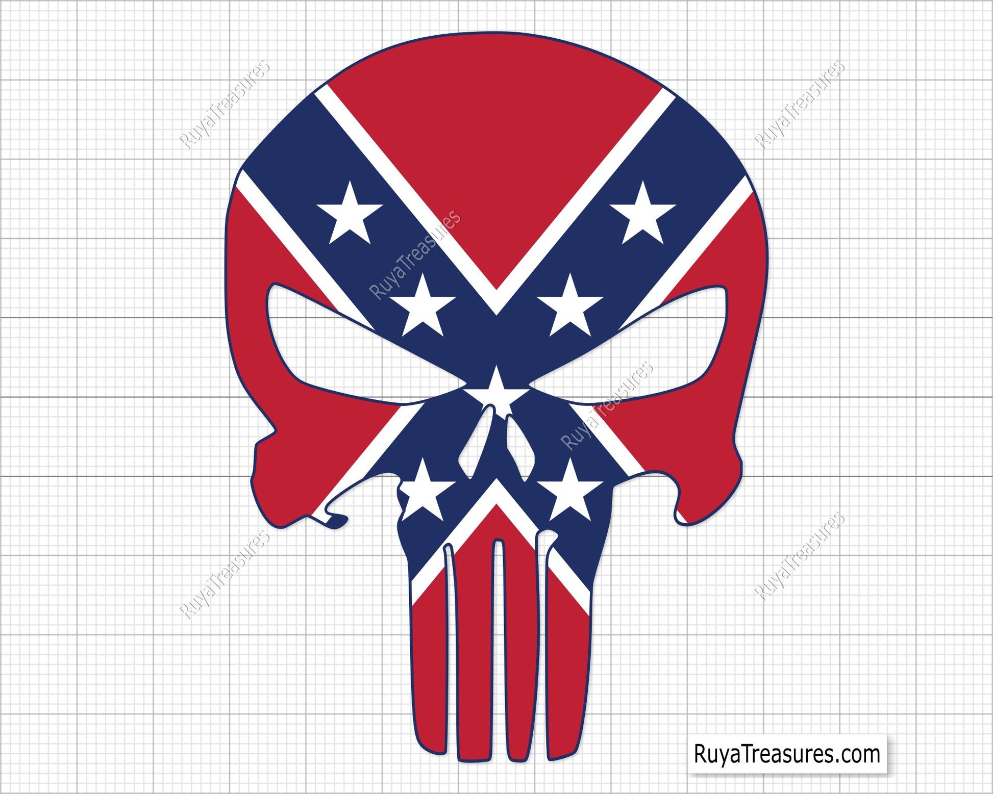 Confederate Punisher Skull Svg