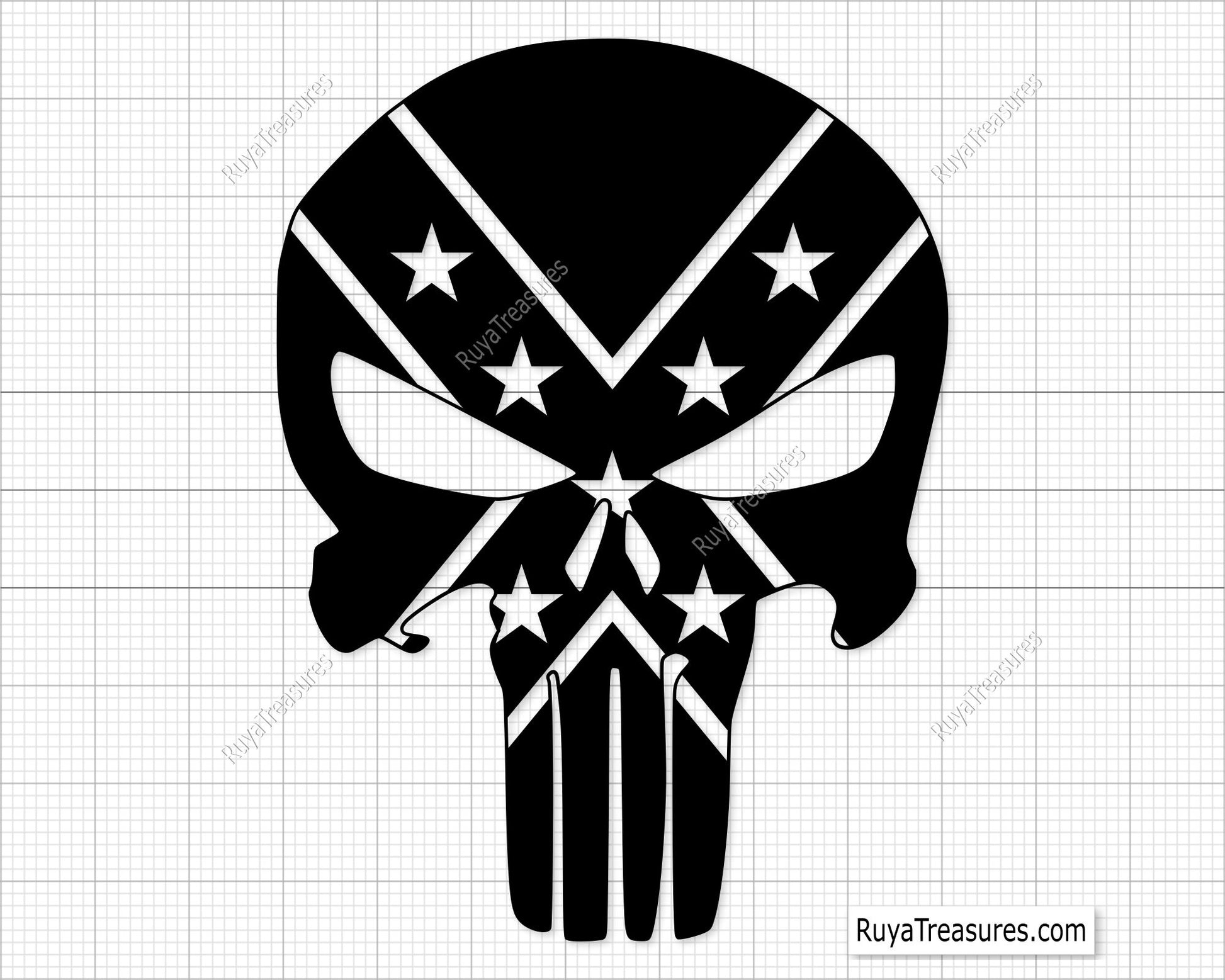 Confederate Punisher Skull Svg