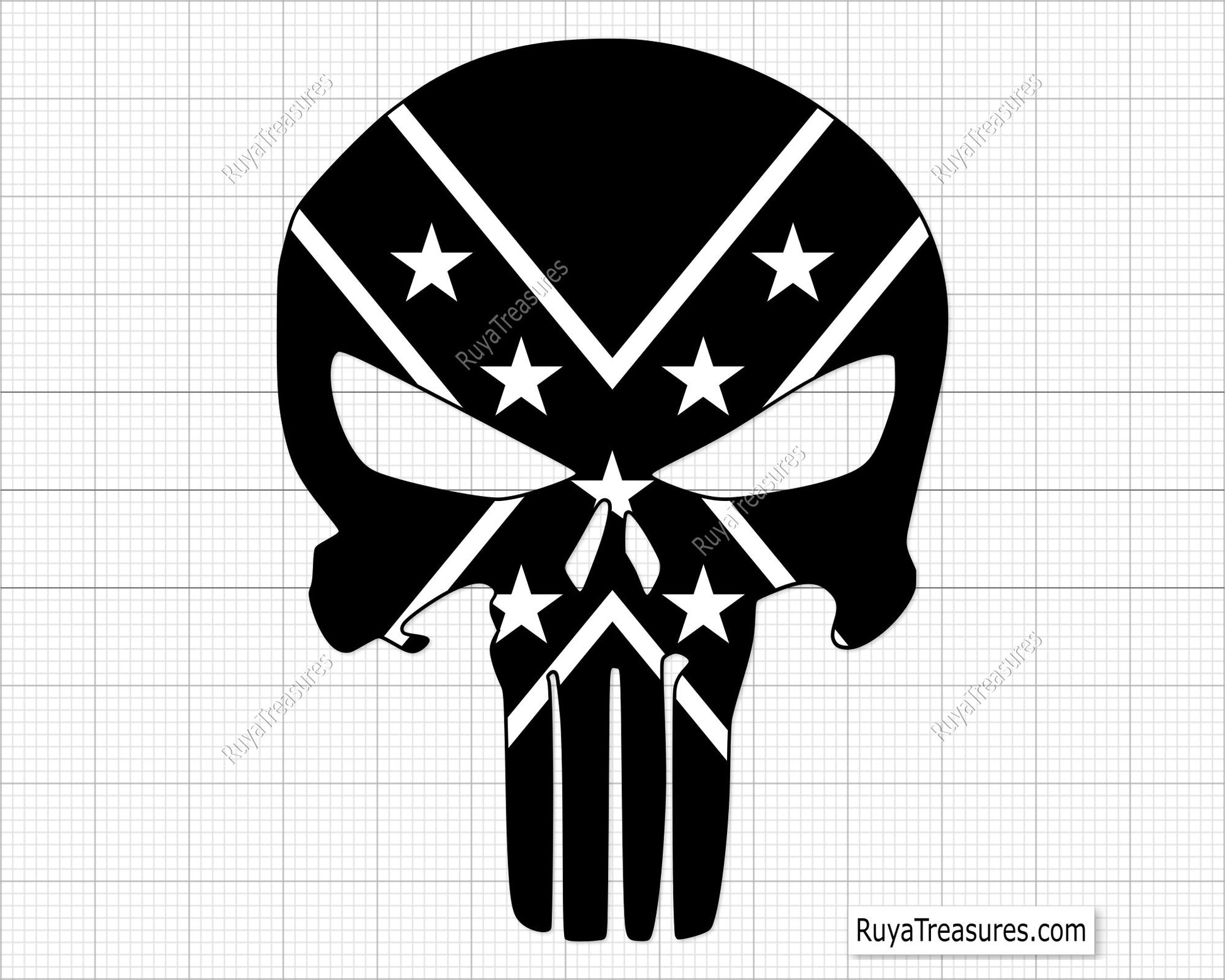 Confederate Punisher Skull Svg