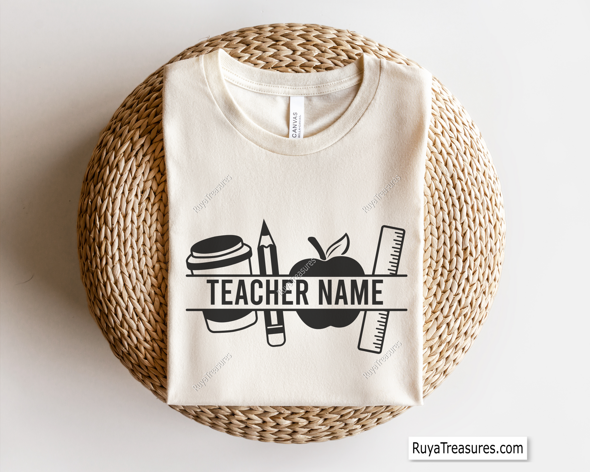Personalized Teacher SVG with custom name and apple monogram, perfect for back-to-school and teacher appreciation gifts