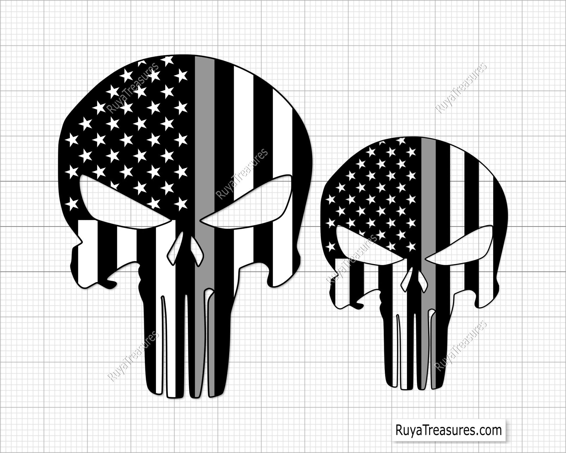 American Punisher Thin Line Svg
