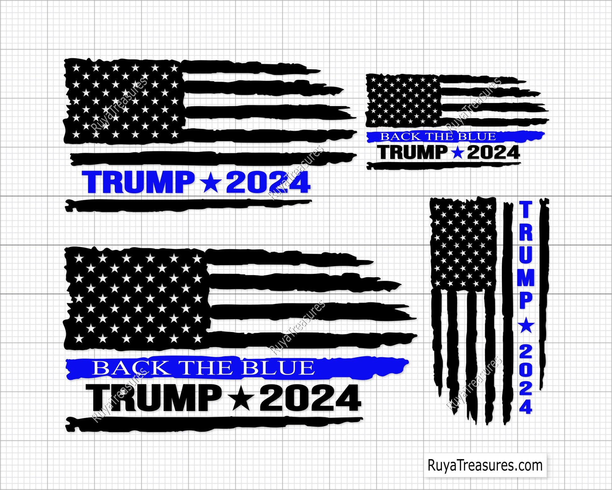 Trump 2024 Back the Blue Svg