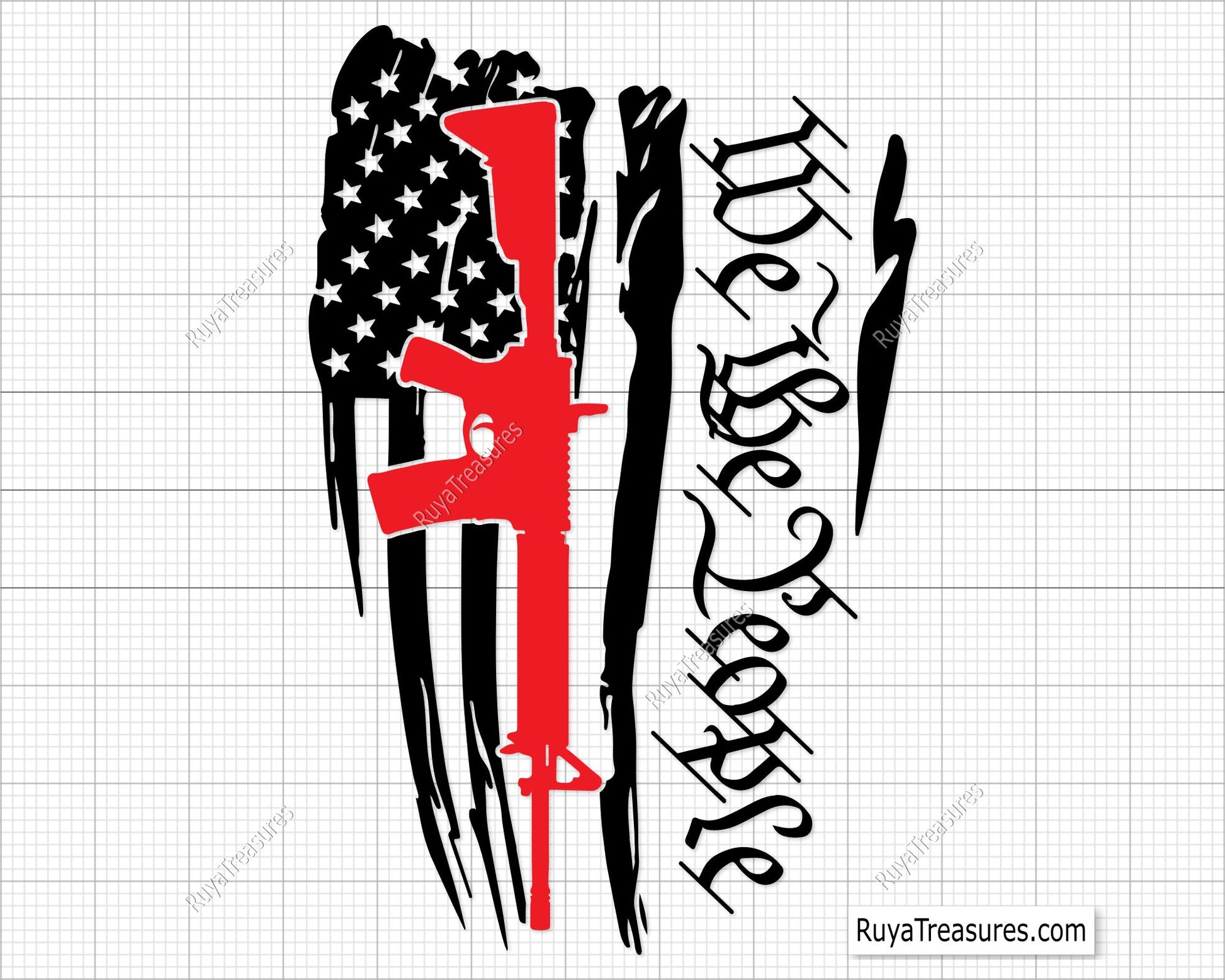 We The People Flag with AR-15 Gun Svg