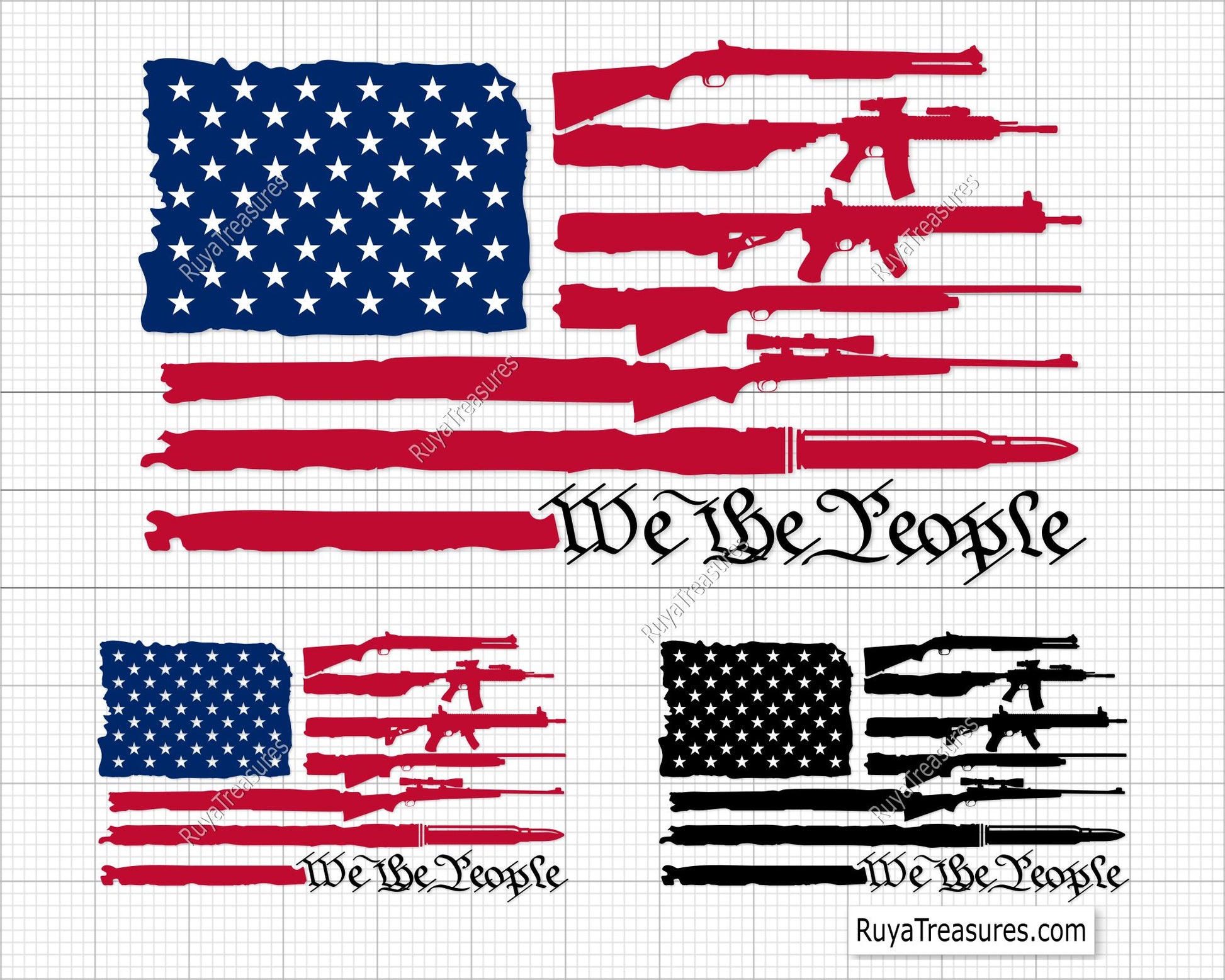 We the People Guns Flag Svg