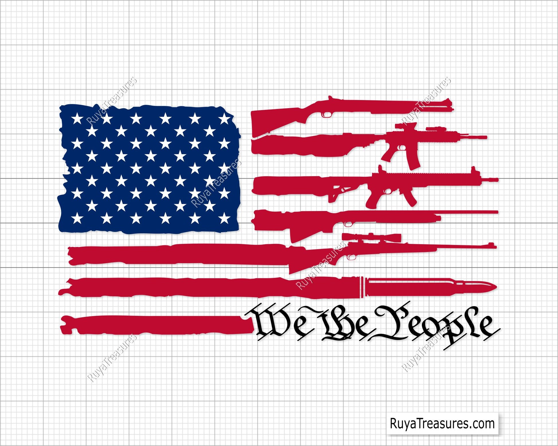 We the People Guns Flag Svg