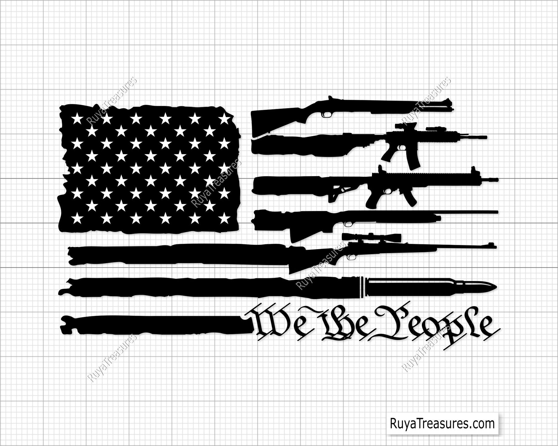 We the People Guns Flag Svg