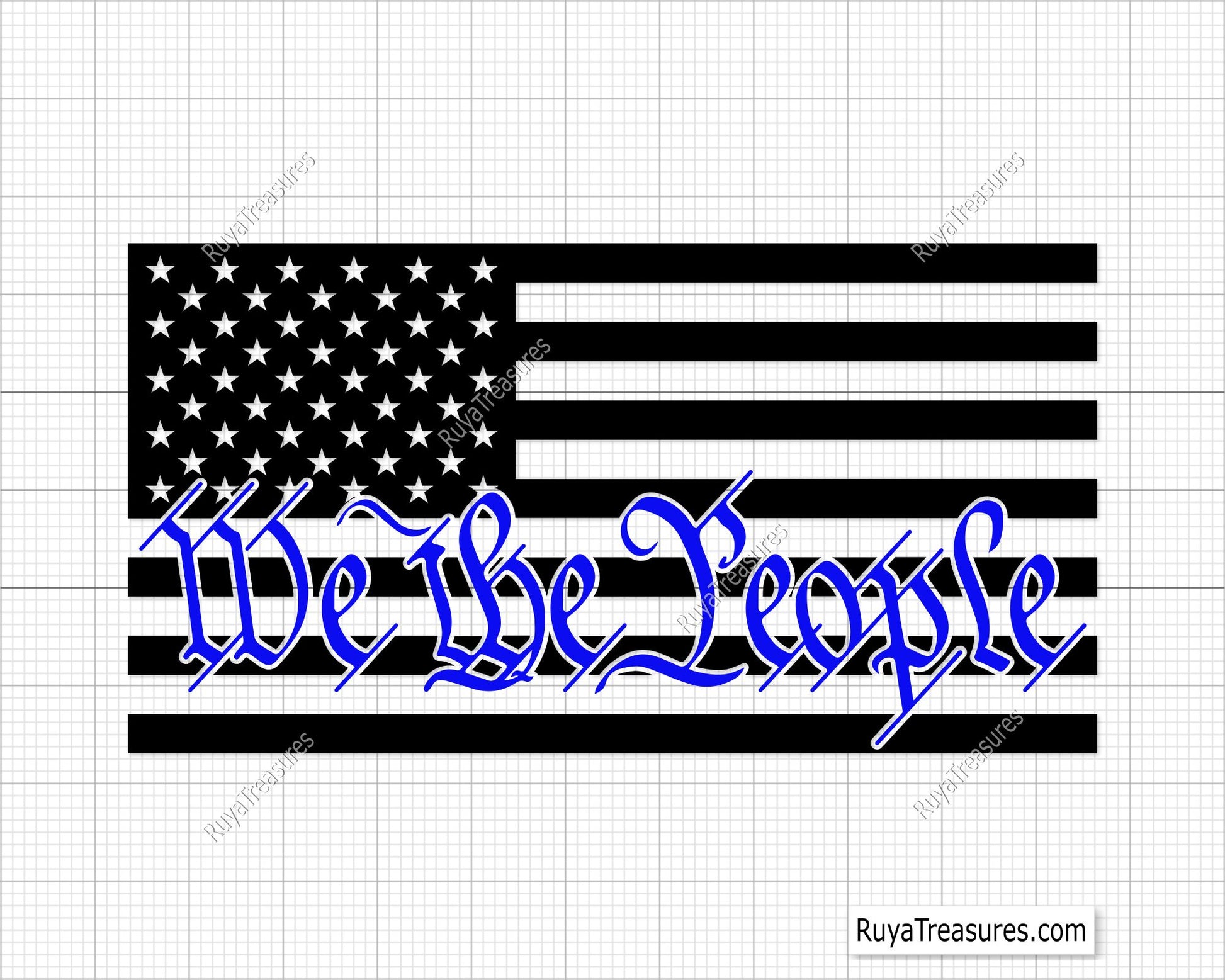 We the People Thin Blue Line Flag Svg