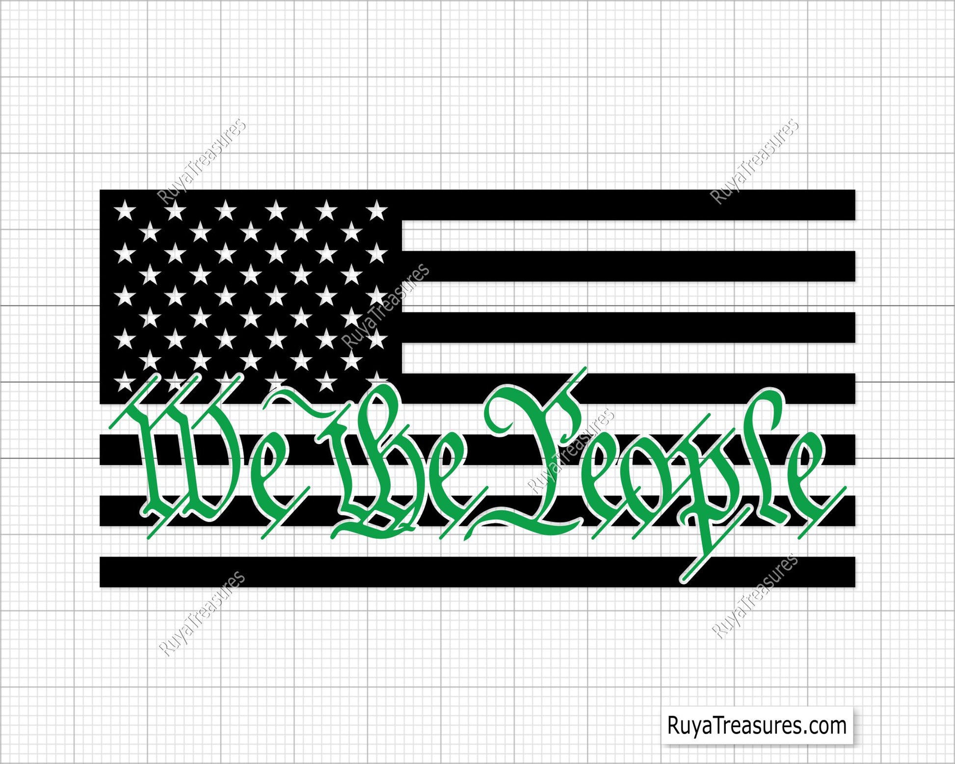 We the People Thin Green Line Flag Svg