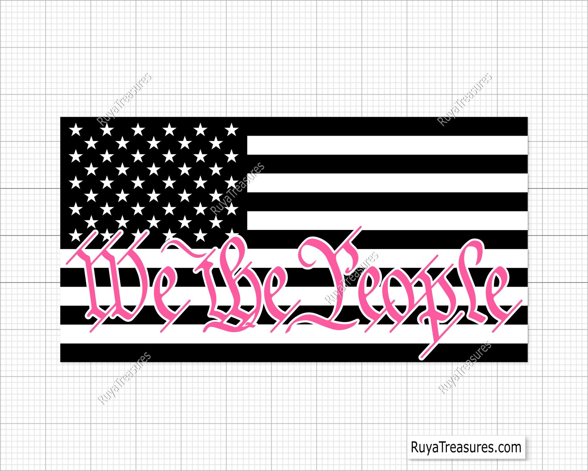 We the People Thin Pink Line Flag Svg