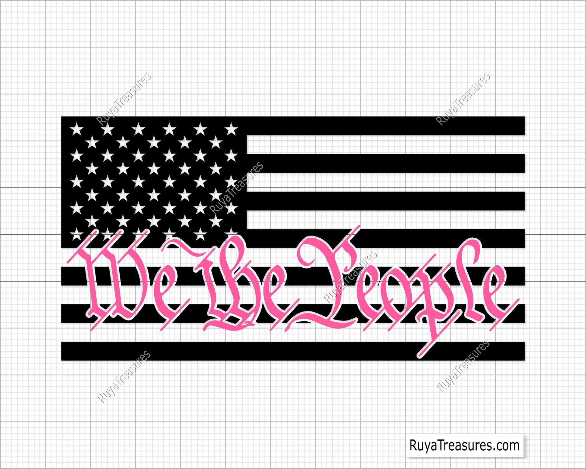We the People Thin Pink Line Flag Svg