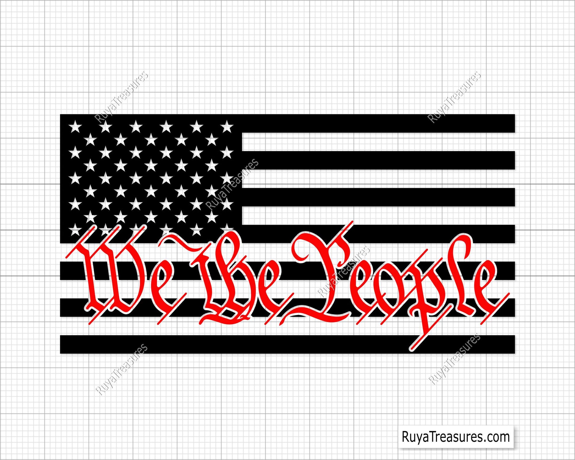 We the People Thin Red Line Flag Svg
