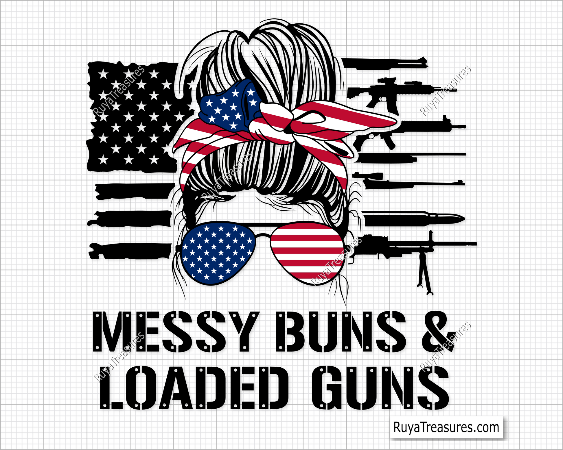 Messy Bun and Loaded Guns svg