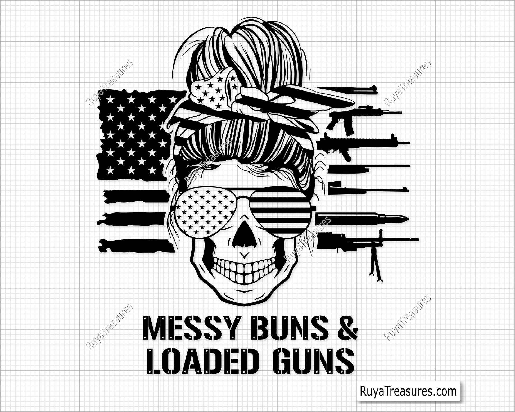 Messy Bun and Loaded Guns svg