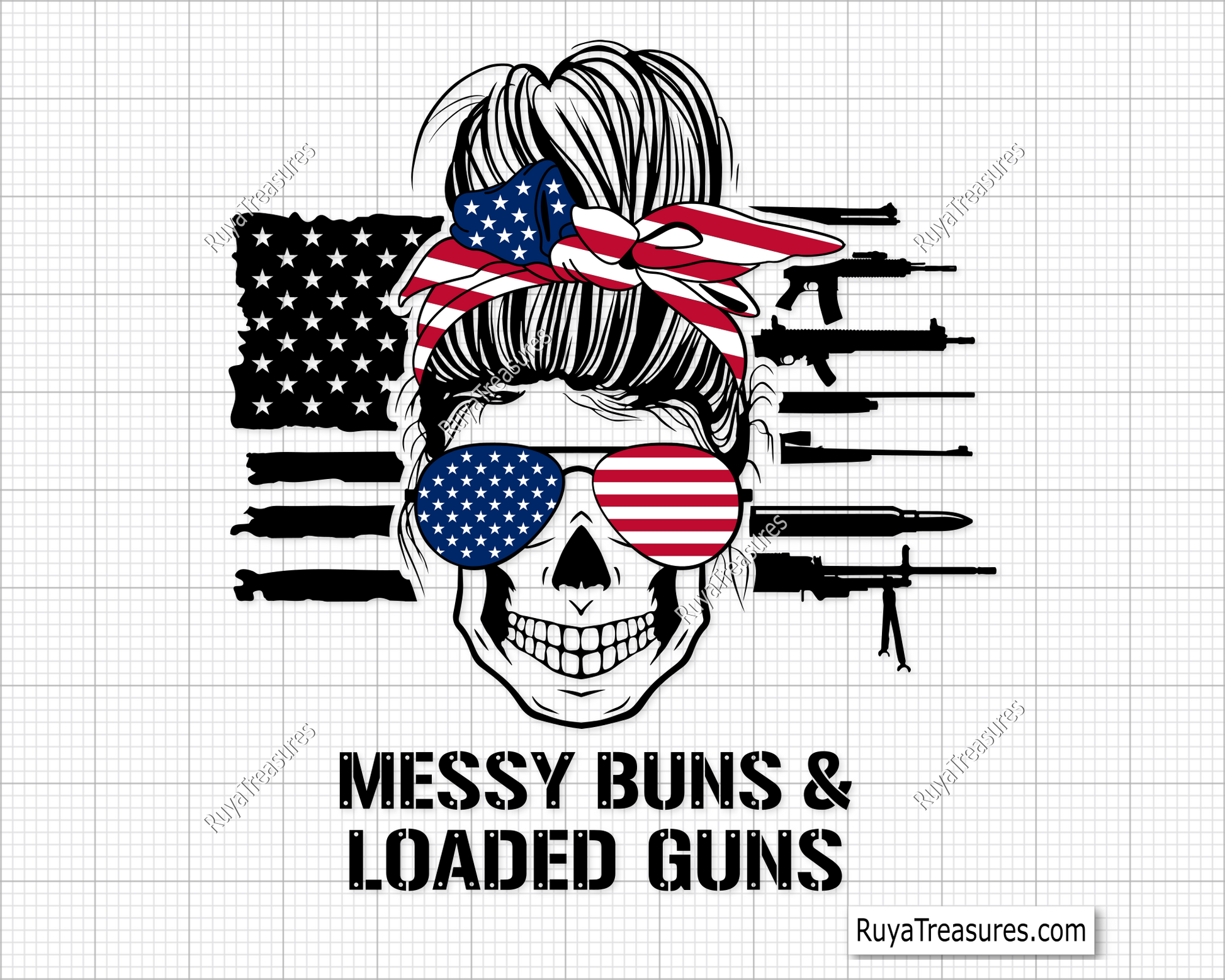 Messy Bun and Loaded Guns svg