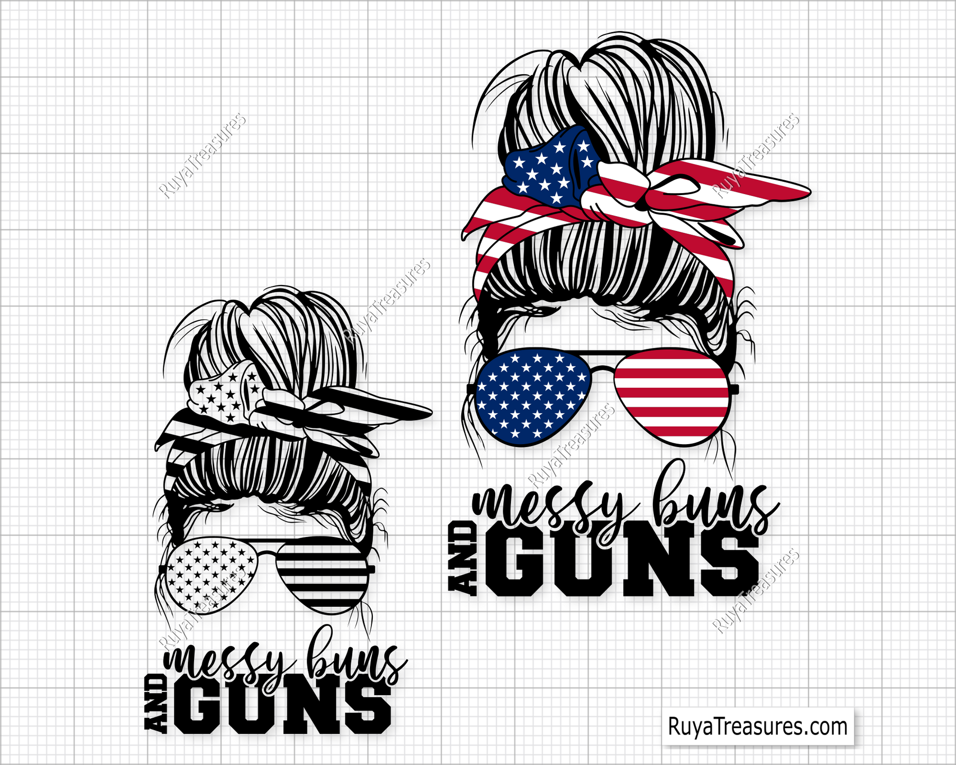 Messy Bun and Guns svg