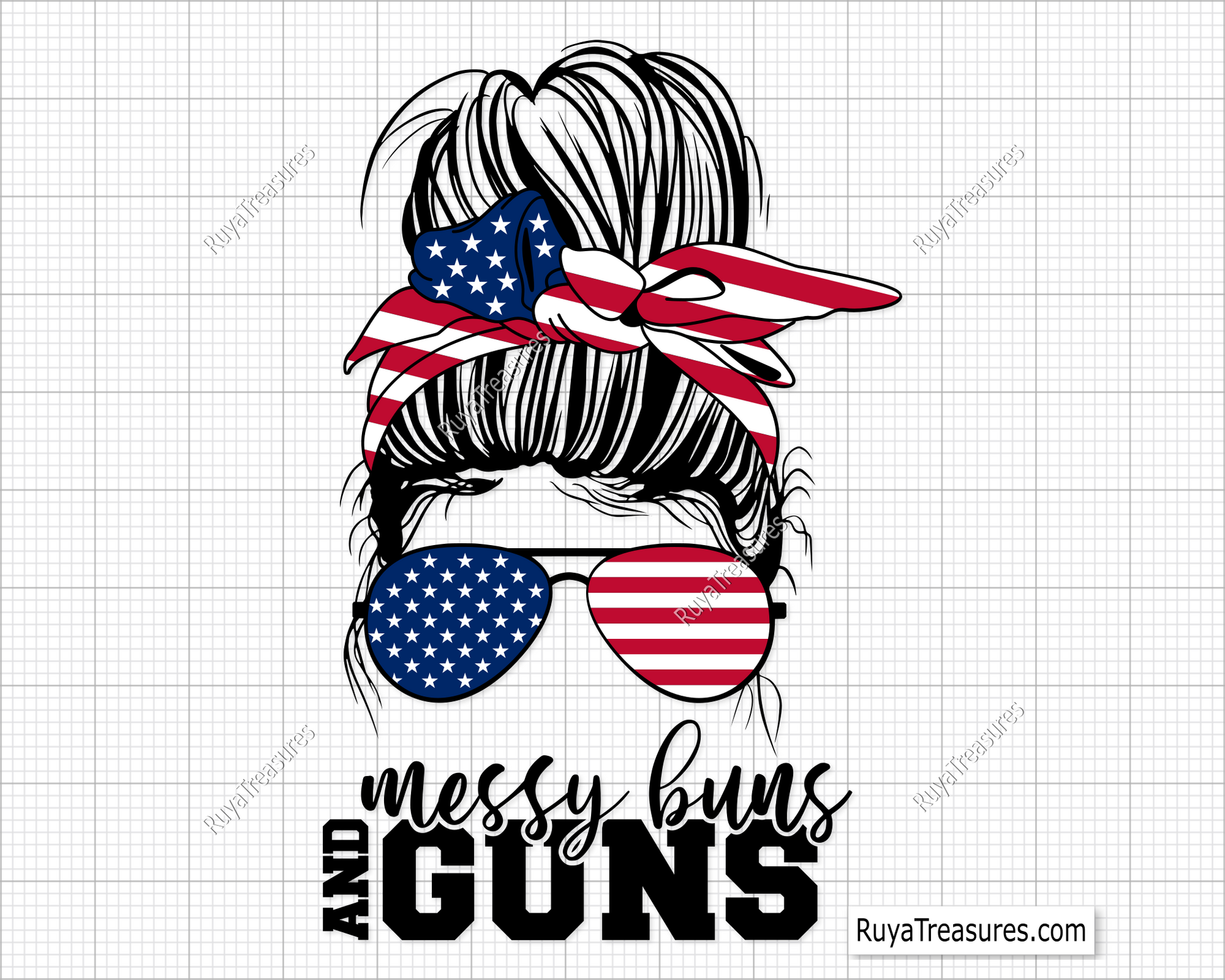 Messy Bun and Guns svg