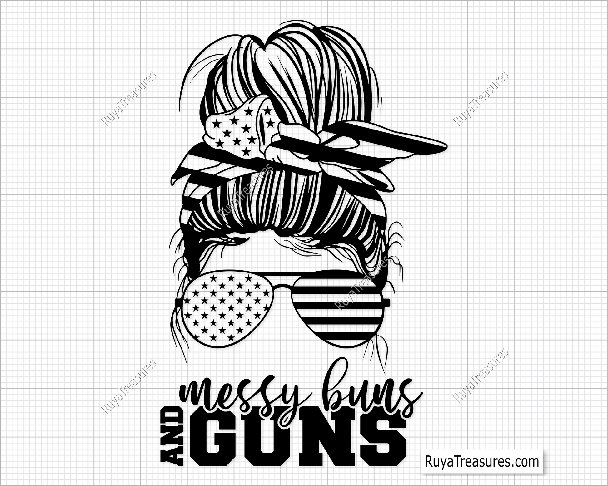 Messy Bun and Guns svg