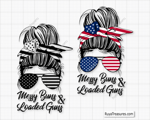 messy bun loaded guns svg