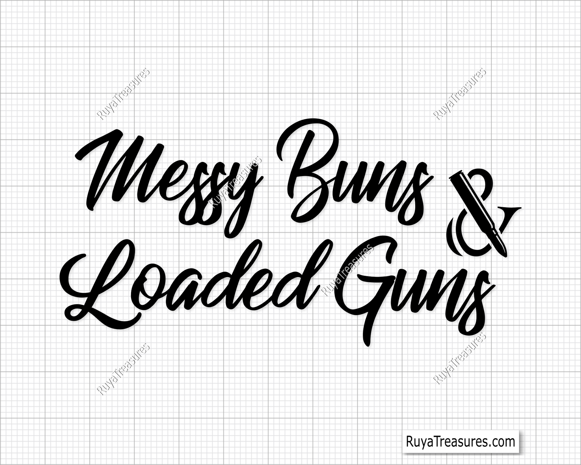 messy bun loaded guns svg