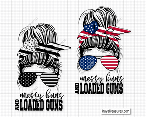 messy bun loaded guns svg
