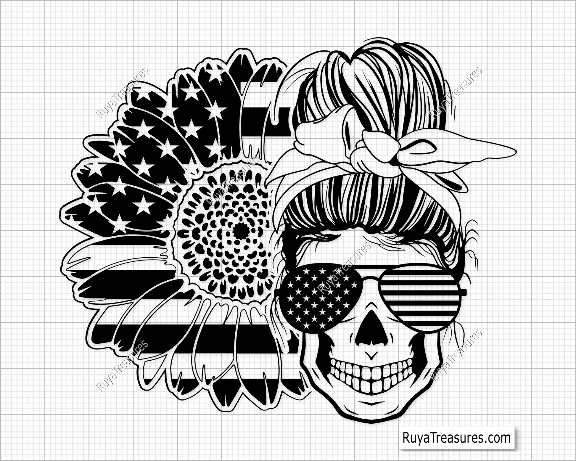 messy bun loaded guns svg