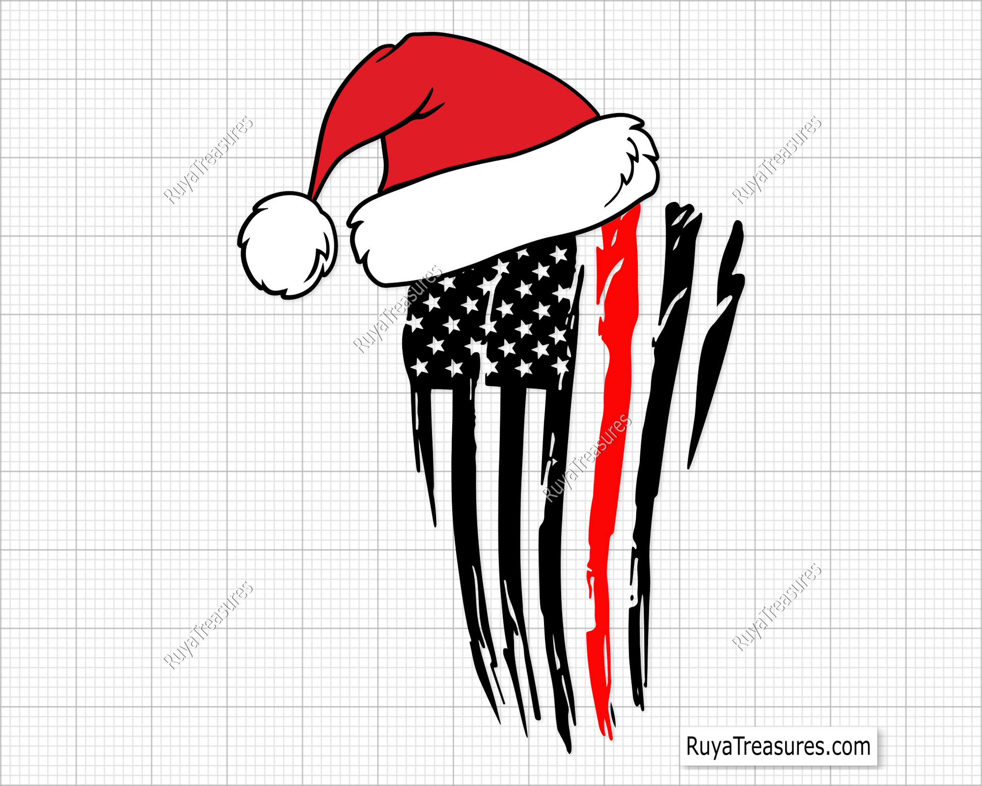 Santa Hat Red Line SVG