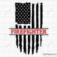 Firefighter text over black distressed USA flag design for decals apparel and patriotic firefighter projects