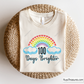 100 Days Brighter SVG PNG with a fun rainbow theme, perfect for school shirts, classroom decor, and 100th-day celebrations