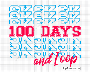 100 Days SKSKSK and I Oop SVG PNG with a fun VSCO girl theme, perfect for school shirts, classroom decor, and back-to-school crafts