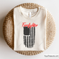 Firefighter cursive script text over distressed USA flag design in black and red for apparel decals and patriotic firefighter projects