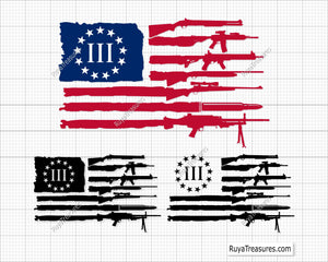 Betsy Ross Flag with Guns Svg