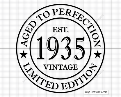 90th Birthday Aged to Perfection Svg