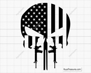 AR15 Punisher Skull Svg