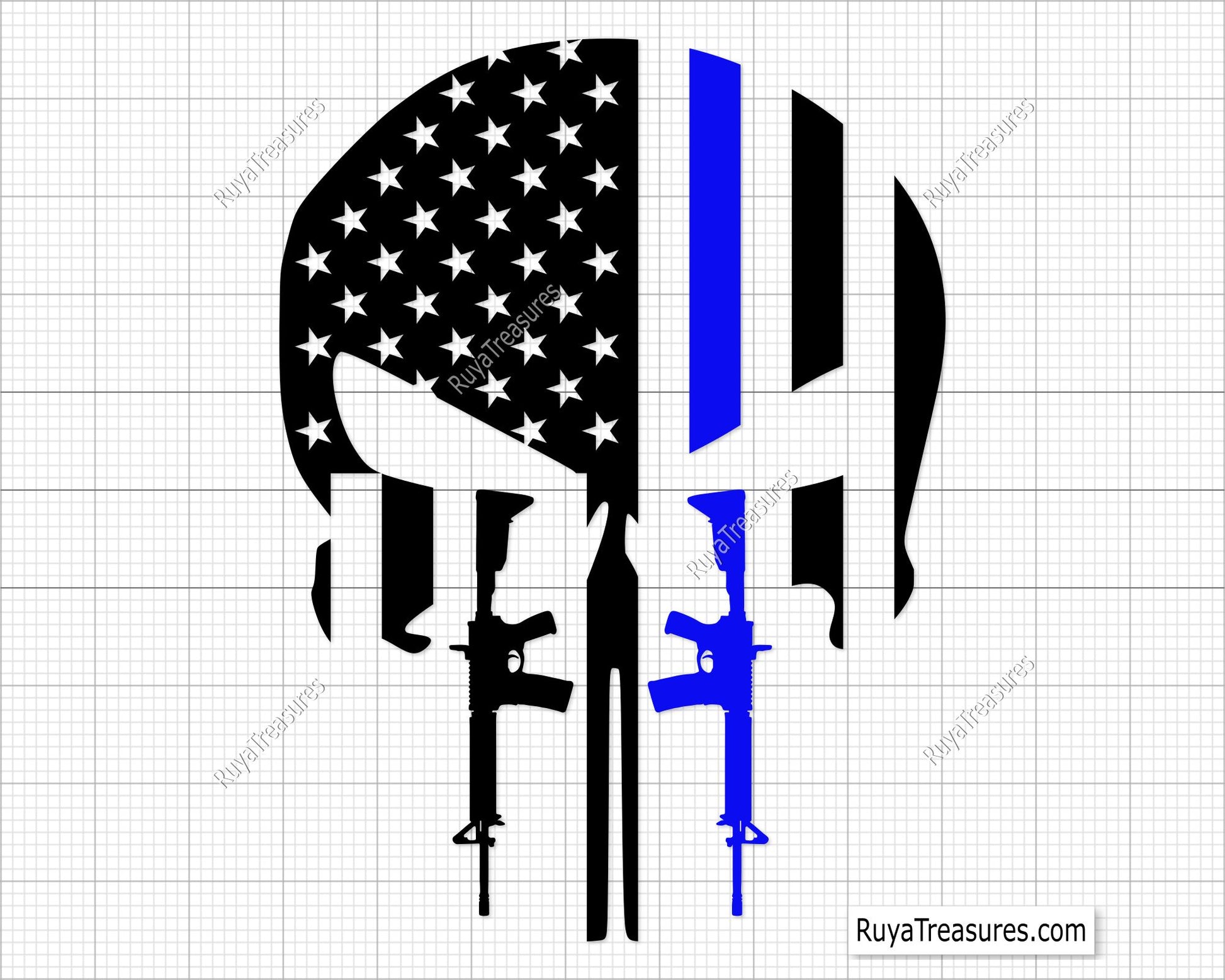 AR15 Punisher Skull Svg