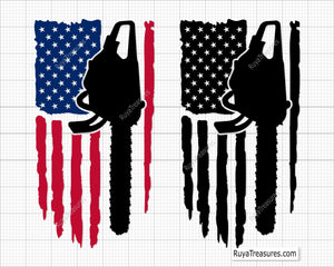 Flag With Chainsaw Svg