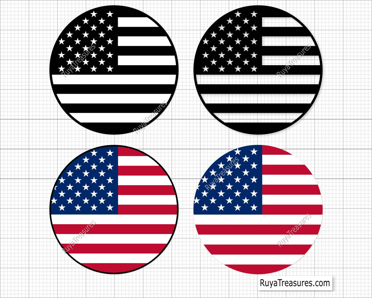 USA Circle Flag Svg Png