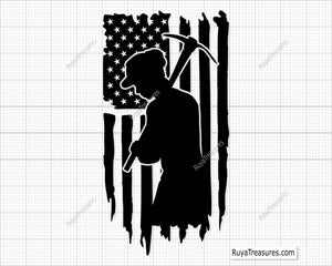 American Flag Coal Miner Svg Png