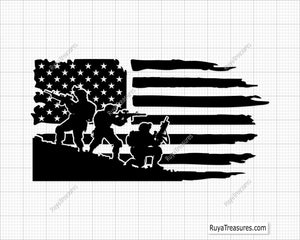 American Flag Distressed With Frontliners Svg