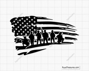 Frontliners American Flag Svg, Patriotic Flag Svg, Military Flag Svg