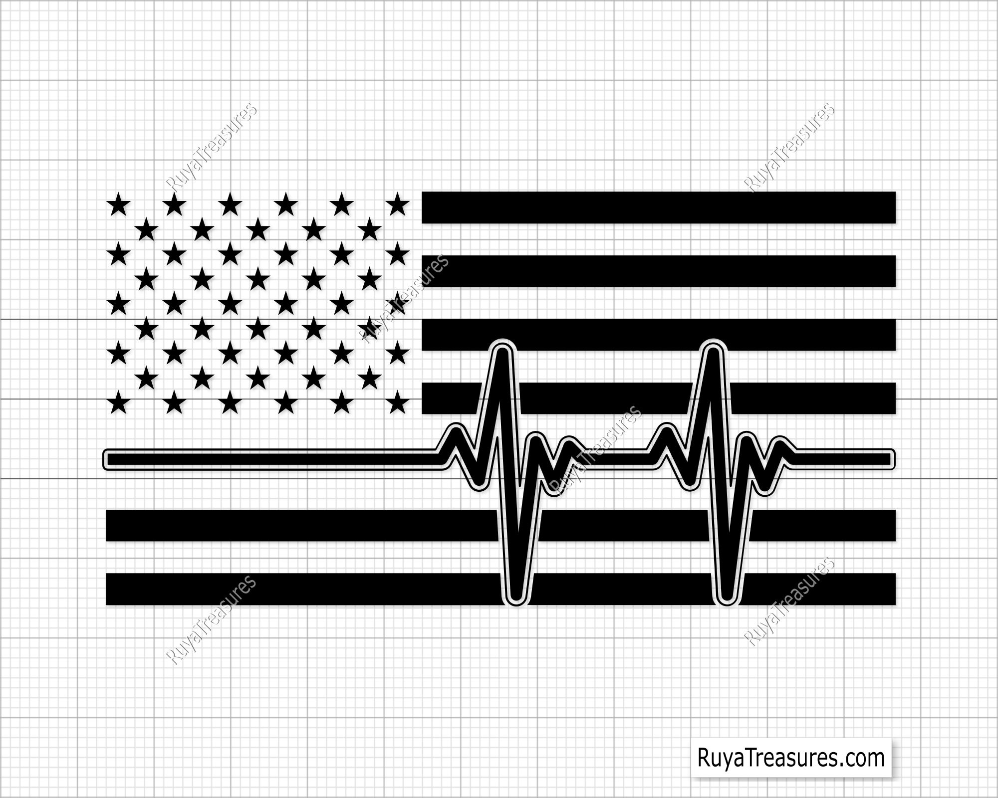 Free US Flag Heartbeat Svg Png, Patriotic American Pulse Design